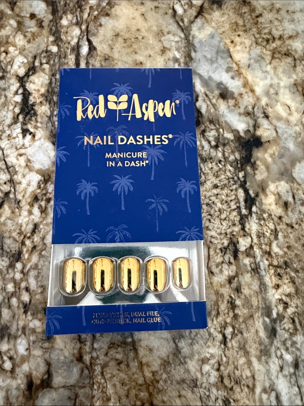 Red Aspen Nail Dashes Gold Press-On Nails
